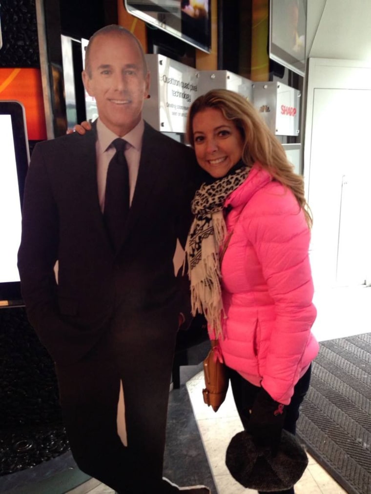 No, that's not the real Matt Lauer, just a life-size version of Flat Matt that Crins-Driscoll was photographed with during a tour of NBC's studios in Manhattan.