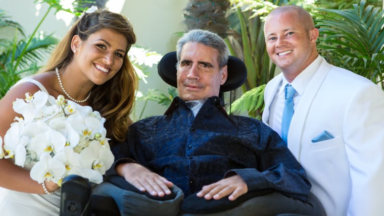 With the average prognosis of survival for ALS patients at three to five years, Augie Nieto has lived the last 10 years with the disease and was able to witness his daughter's wedding to Chris Williams, 28, on Saturday.