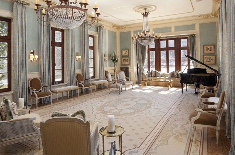 The 16,754-square-foot home has eight bedrooms, 13 bathrooms and this music room.