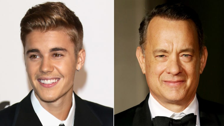 Justin Bieber and Tom Hanks
