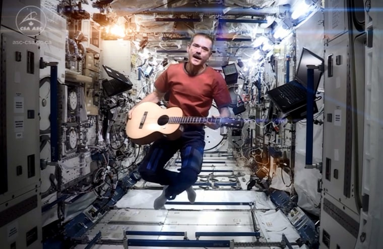 Astronaut Chris Hadfield performing aboard the International Space Station.