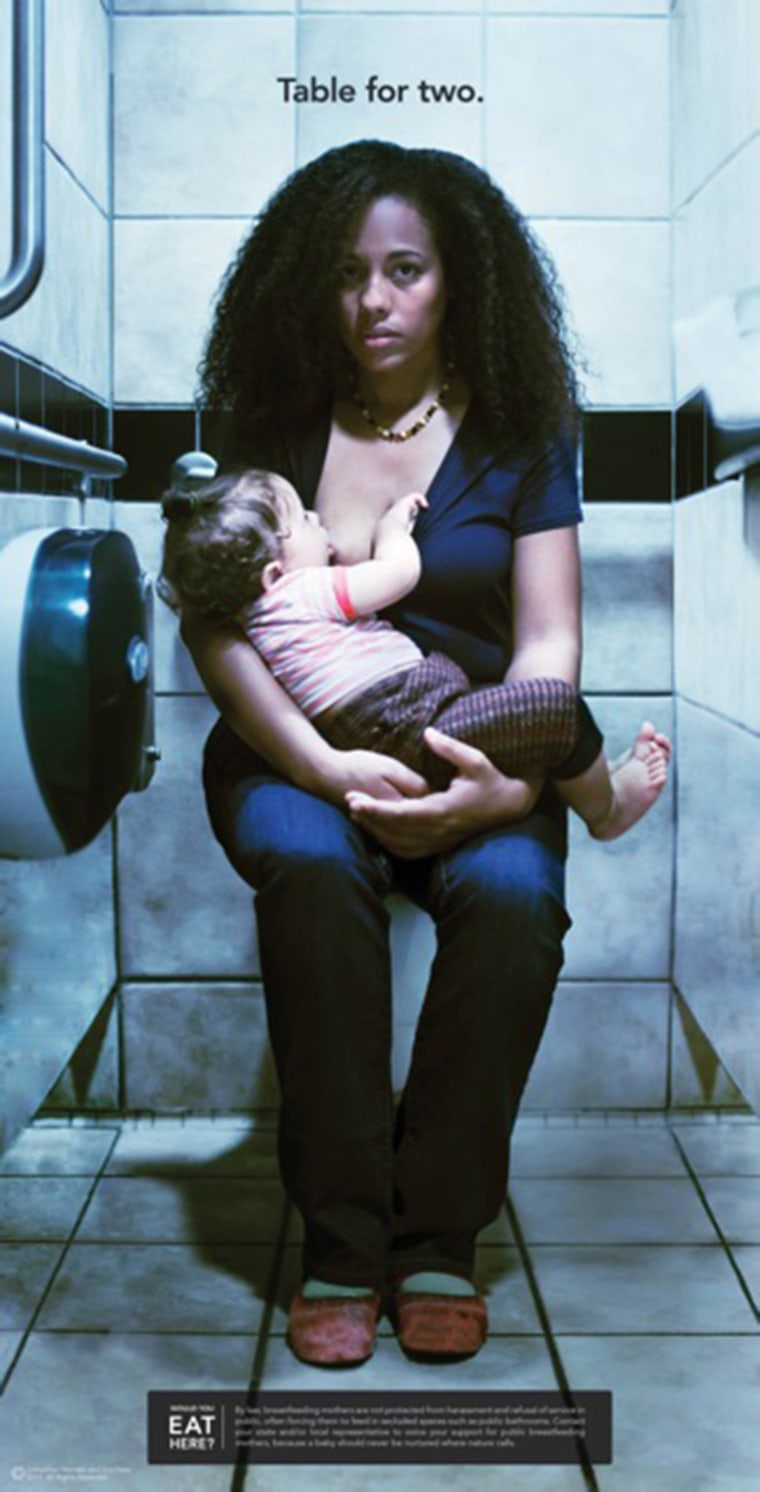 Breast-feeding mom in public bathroom