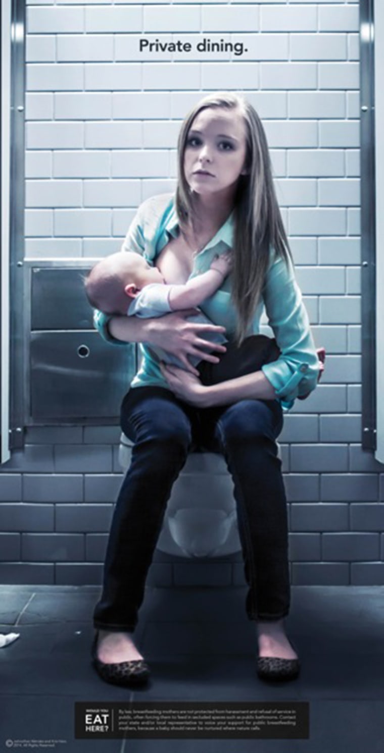 Post of mom breast-feeding in public bathroom