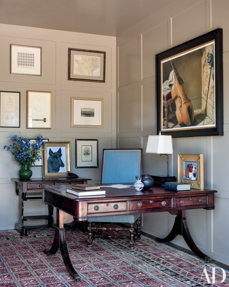 President Bush's study features many of his paintings.