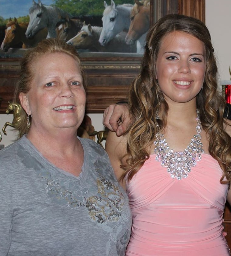 Cassie Wessely is pictured with her late mom, Karen Peregrin Wessely, left.