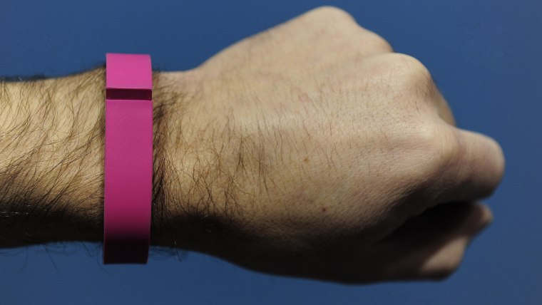 The \"Flex\", an \"electronic coach\", device by Fitbit is presented at the Mobile World Congress in Barcelona, on February 24, 2014.  The Mobile World Co...