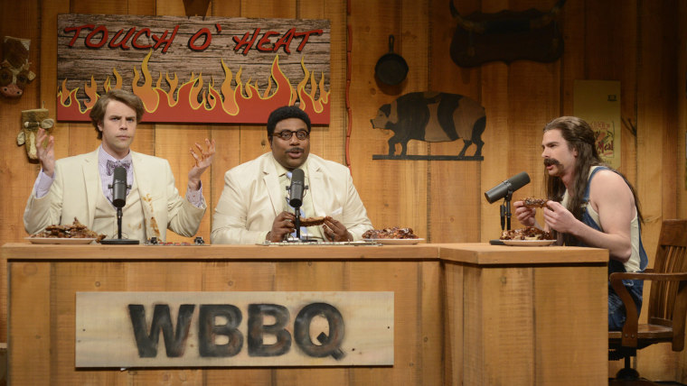 Brooks Wheelan, Kenan Thompson and Andrew Garfield on "Saturday Night Live."