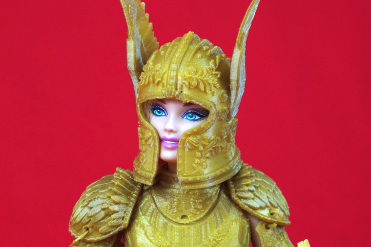 Jim Rodda researched medieval armor for inspiration as he designed Barbie's gear, including this parade armor.