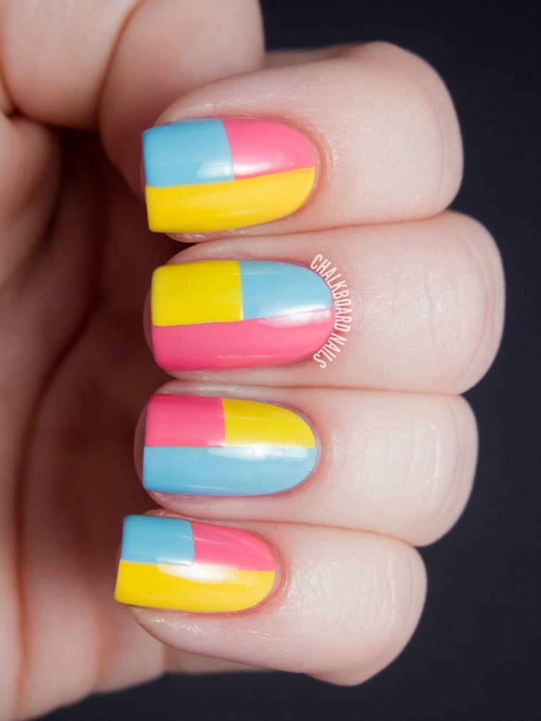 DIY: Summer nail art designs, colorblocked manicures