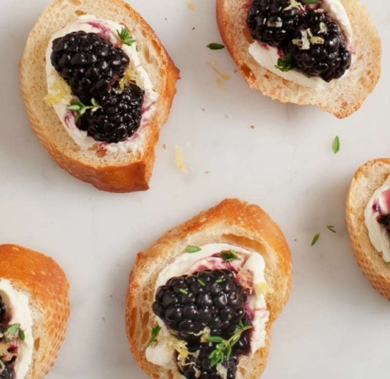 Blackberry and lemon zest crostini