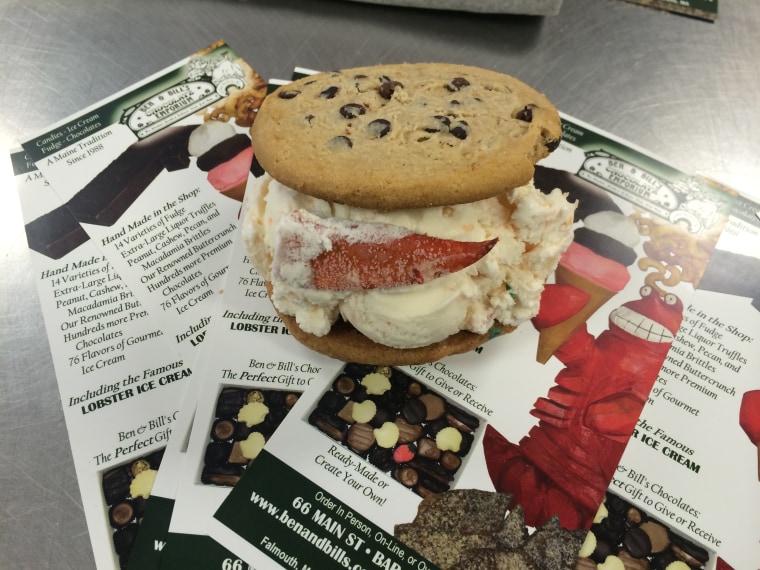 Ben & Bill's lobster roll ice cream sandwich