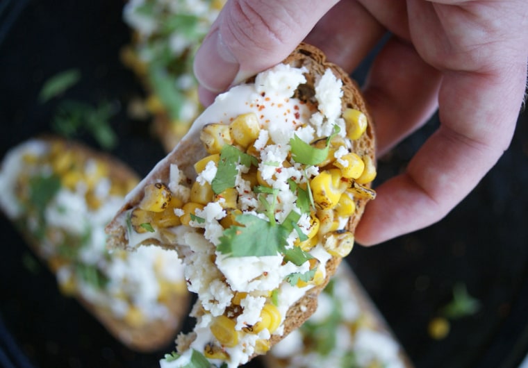 Mexican street corn crostini