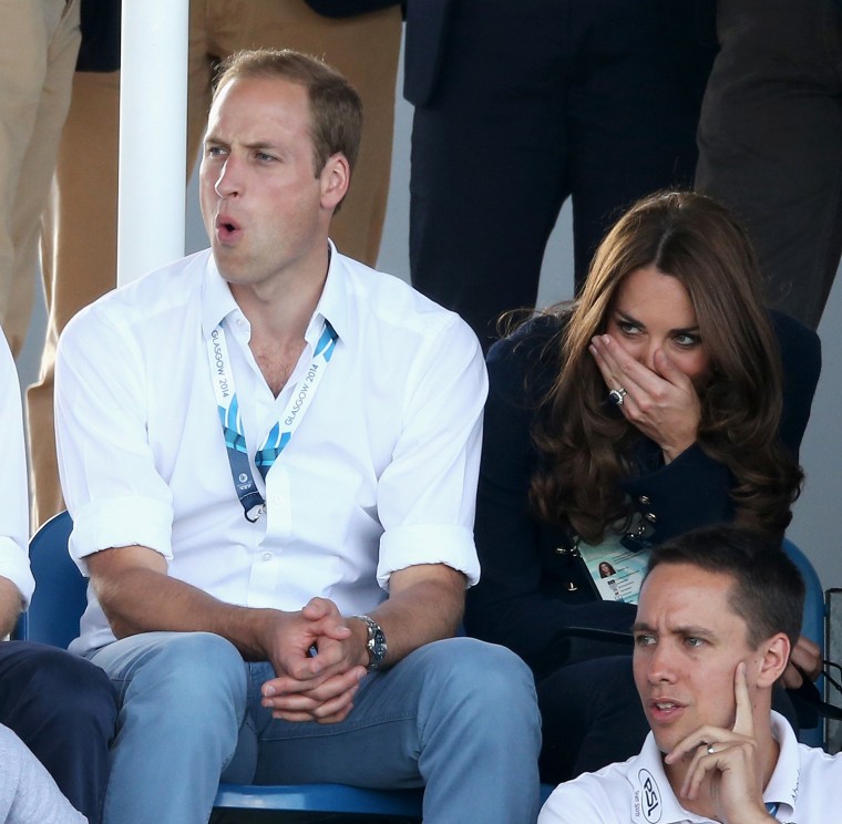 Prince William and Duchess kate watch Scotland play Wales in field hockey at the Commonwealth Games.