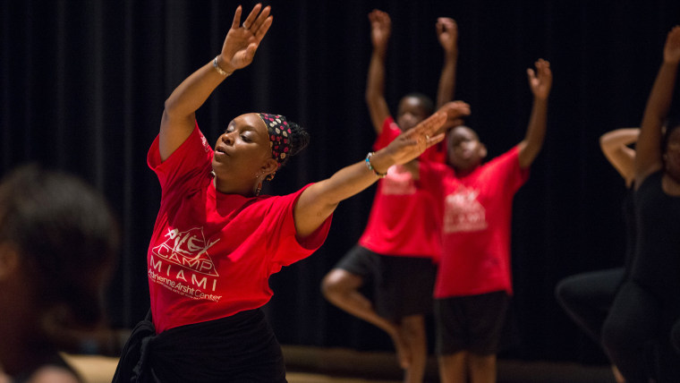 Cheryl Rowley-Gaskins leads a group of teens in a dance class at Alvin Ailey's summer camp.