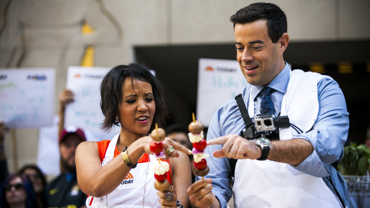 Bren Herrera and Carson Daly cook on the TODAY show in New York, on July 30, 2014.