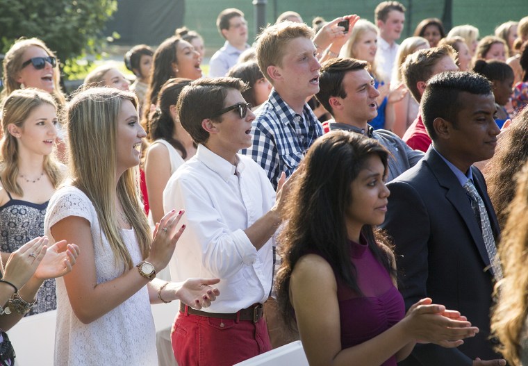 John Candela cheers at the end of Project Common Bond's closing ceremonies on July 27, 2014. The level of support from the participants at PCB is unde...