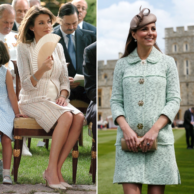 Image: Princess Letizia of Spain and Catherine Duchess of Cambridge side-by-side during pregnancy