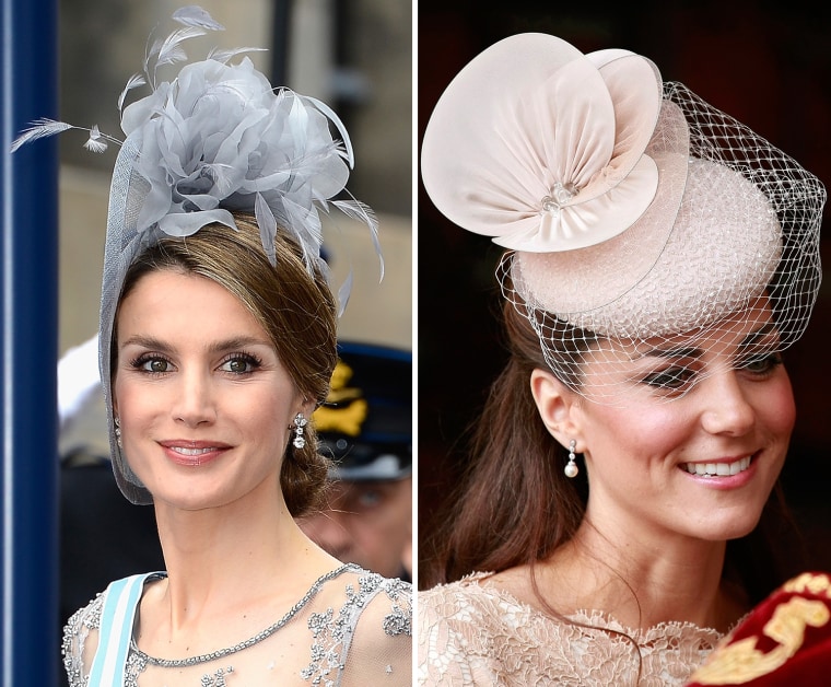 Image: Princess Letizia of Spain and Catherine Duchess of Cambridge compared wearing fascinator hats