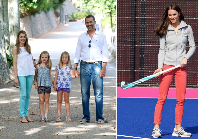 Image: Princess Letizia and family; Kate Middleton in coral pants