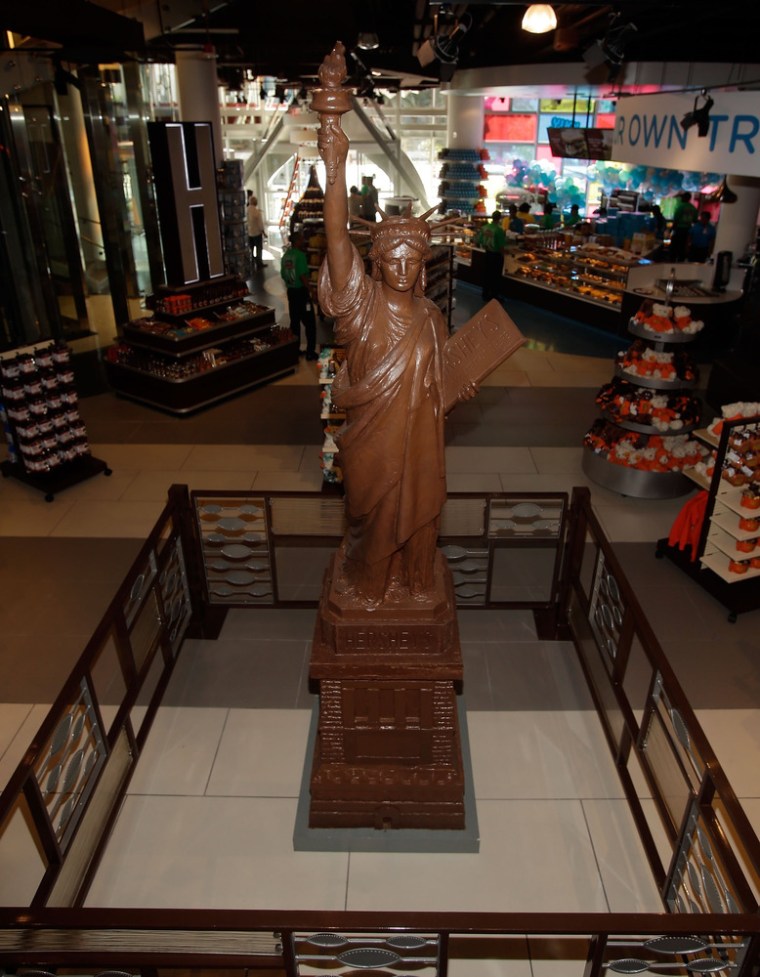 The Las Vegas Strip just became a whole lot sweeter. The new Hersey's Chocolate World opened Tuesday at New York-New York Hotel & Casino in Las Vegas. The store includes a statue of Lady Liberty made of 800 pounds of Hershey's chocolate.