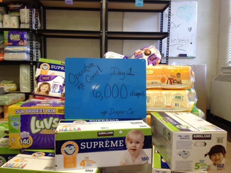 Part of the diapers donated after the diaper bank robbery.
