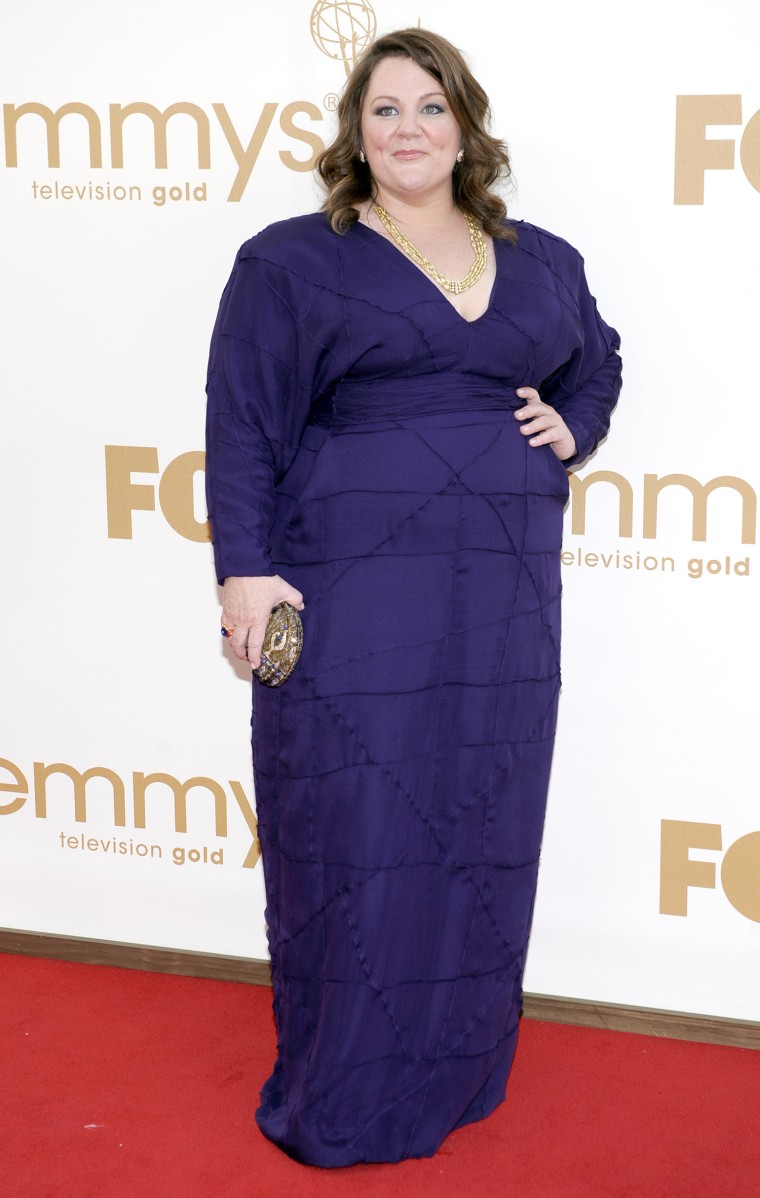 Melissa McCarthy arrives at the 63rd Primetime Emmy Awards on Sunday, Sept. 18, 2011 in Los Angeles. (AP Photo/Chris Pizzello)