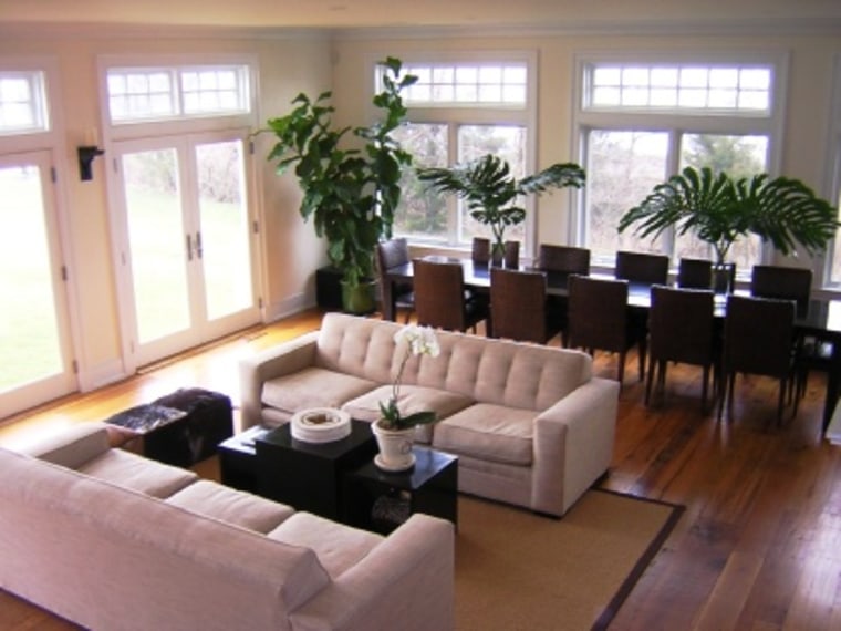 The living and dining area of the home rented by the Kardashian sisters