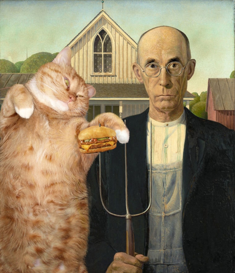 American gothic behind Ameri-cat politics? Grant Wood, American Gothic. I can has cheeseburger?