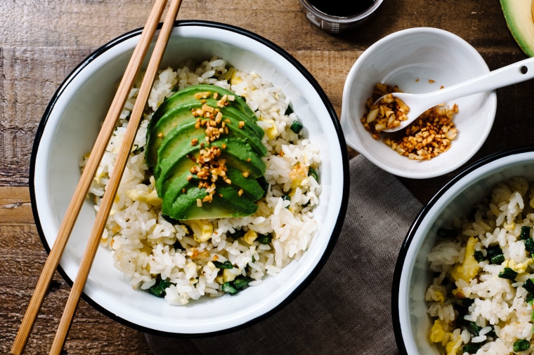 Green bean and avocado fried rice