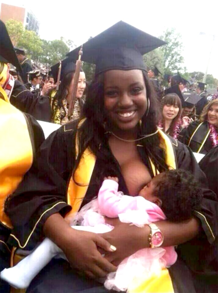 Karlesha Thurman and her daughter, Aaliyah, at CSU Long Beach graduation on May 22, 2014.