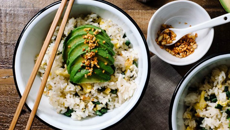 Green bean and avocado fried rice