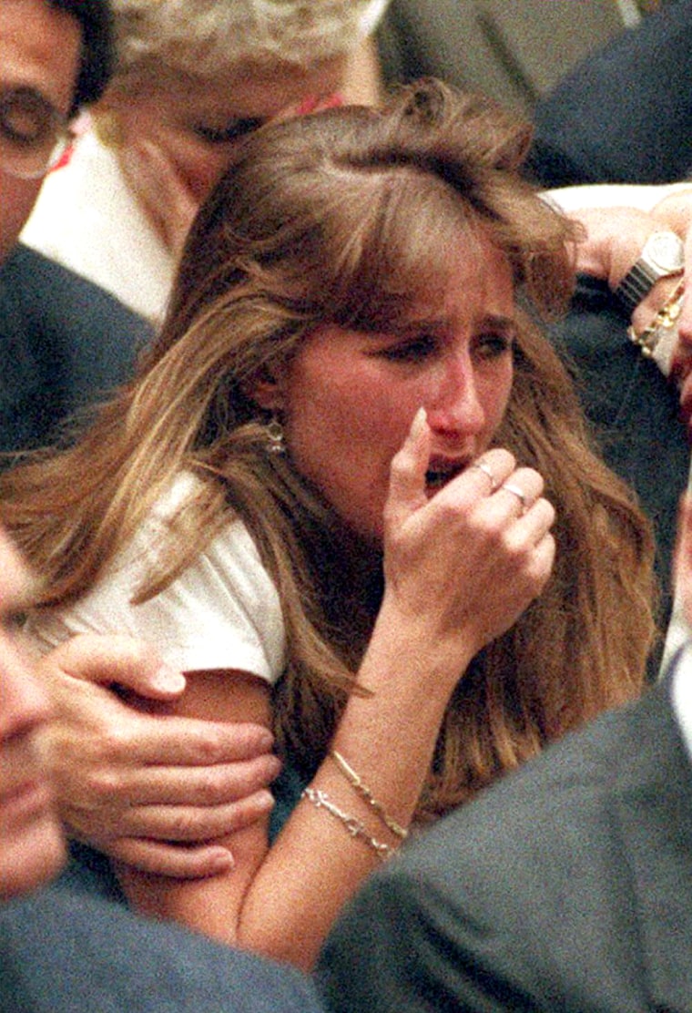 Kim Goldman cries after Simpson's verdict is read in court, 20 years ago. \"It's heartbreaking to see that,\" she said on TODAY Wednesday.