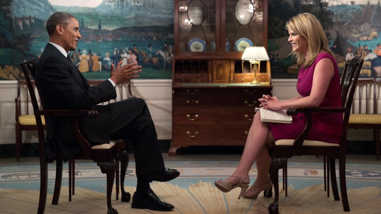 President Barack Obama participates in an interview on fatherhood with Jenna Bush Hager for NBC's Today Show, in the Diplomatic Reception Room of the ...