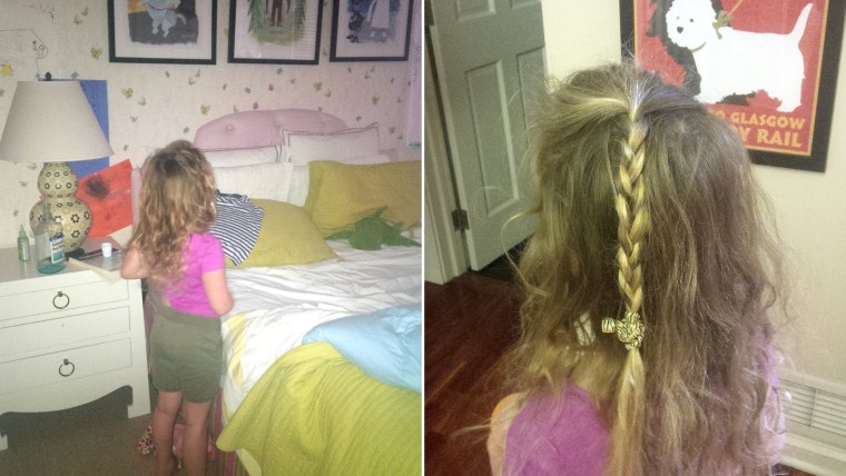 Jennifer's six-year-old daughter Phoebe dresses herself to look like her big sister Lucy.