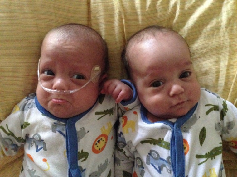 Carl and David Cowan are preemie twins born 39 days apart.
