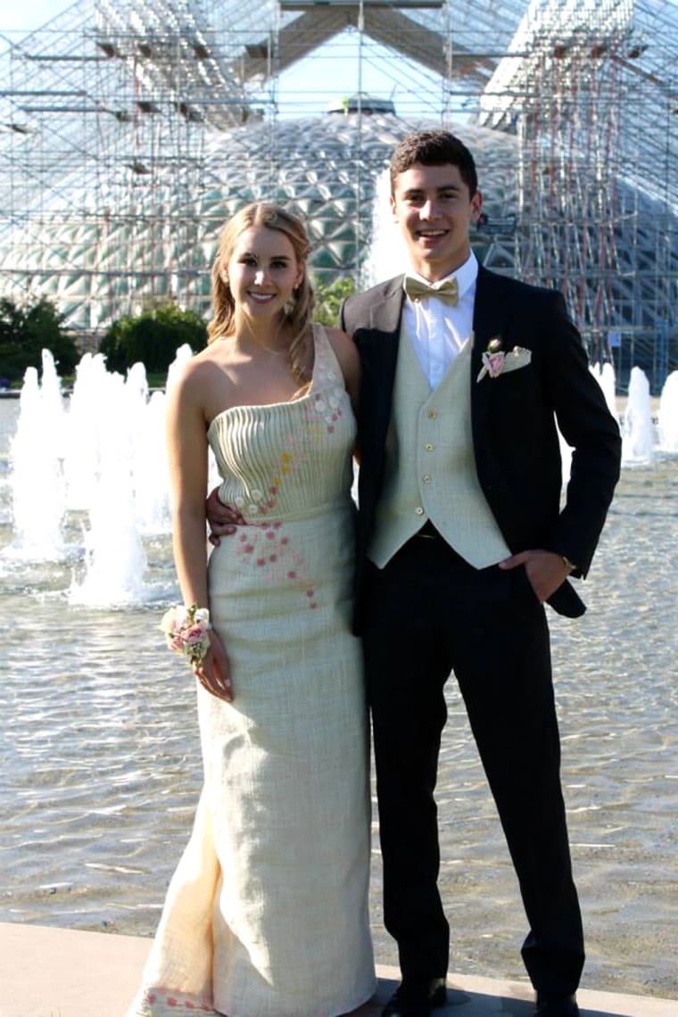 Courtney Barich on her prom night, outfitted in her burlap dress.