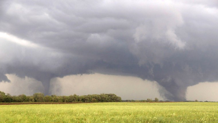 The National Weather Service said at least two twisters touched down within roughly a mile of each other Monday in northeast Nebraska.