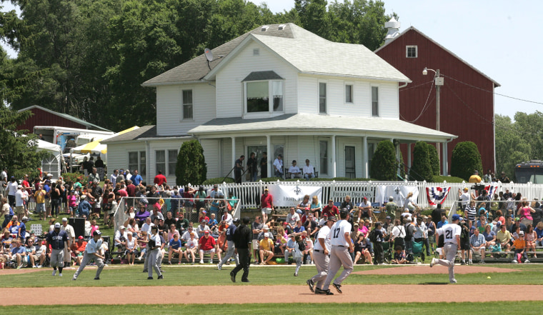 Scores of movie fans gathered at the \"Field of Dreams\" baseball diamond in Iowa over the weekend to celebrate the classic film.