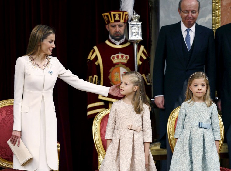 Image: Queen Letizia and her two daughters Princess Leonor and Princess Sofia
