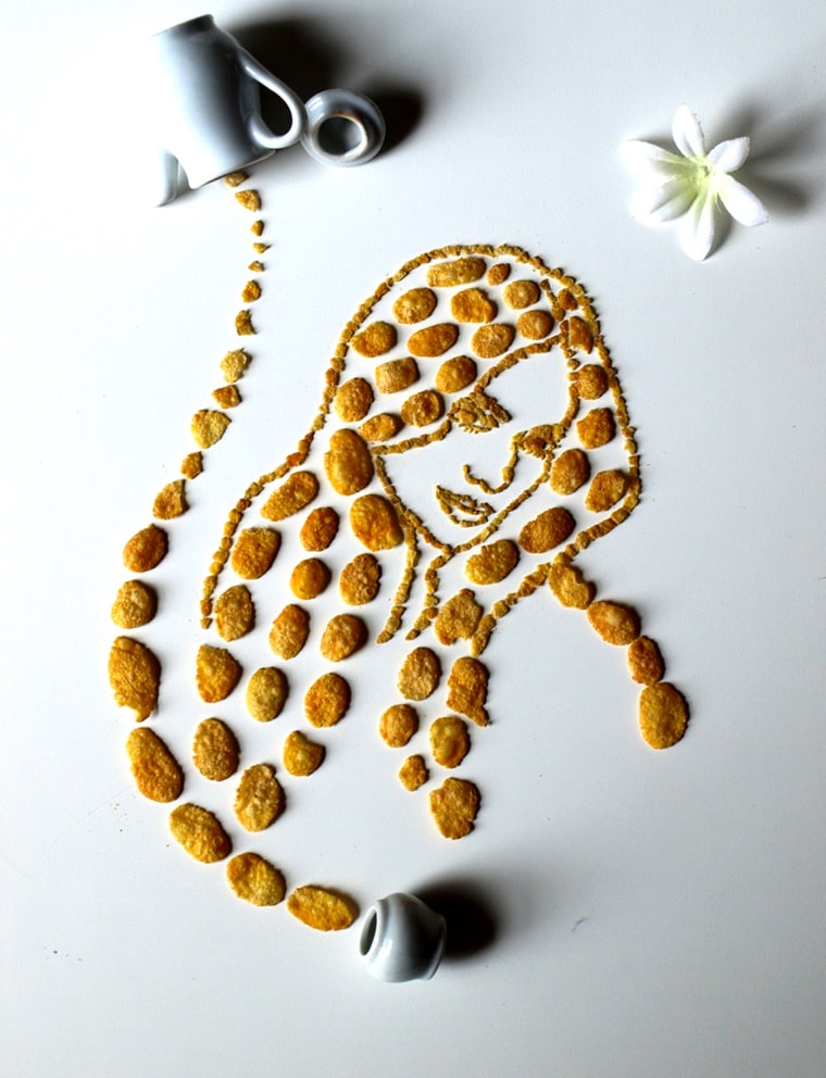 Jennifer Lopez is depicted in corn flakes.