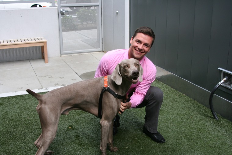 Benjamin Hodson enjoys living in a pet-friendly apartment building in Seattle with Bastion, his 2-year-old Weimaraner. The building offers a \"pet deck\" for Bastion to do his business.