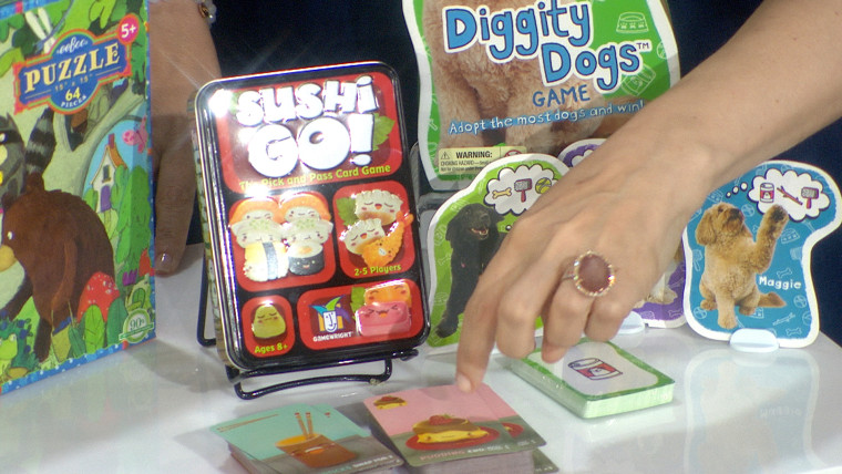 Sushi Go! (Gamewright, $12.95) and Diggity Dogs (Educational Insights, $14.95) are perfect for strategy-loving gamers.