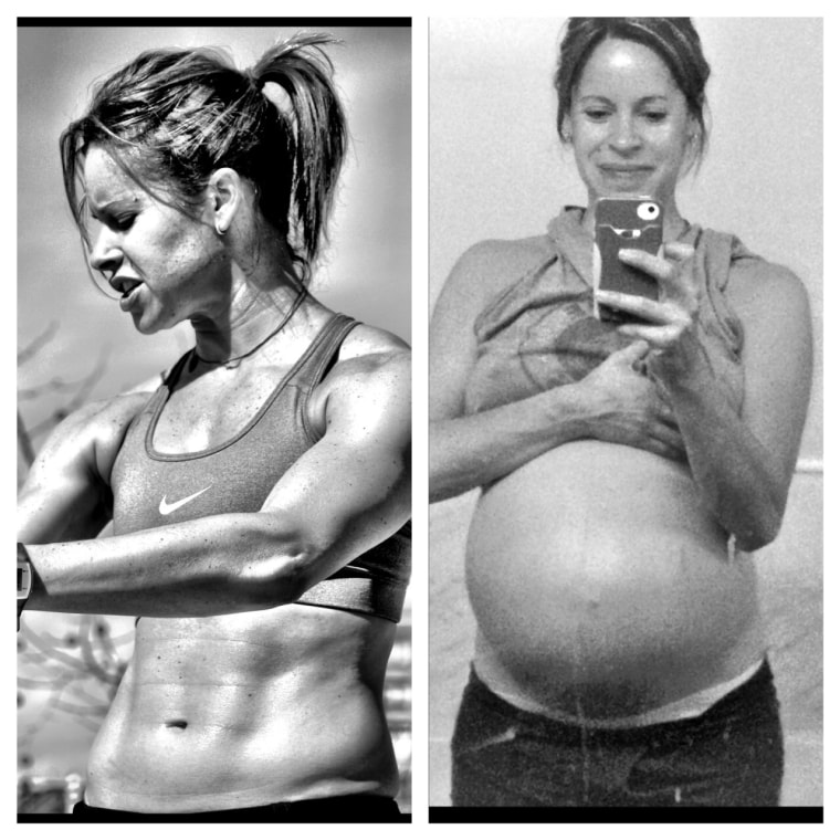 Ripped to round: Known for her amazing abs and punishing workouts, fitness buff Jenna Wolfe had to learn a whole new way of eating, exercising, and treating her body through her pregnancy and now that she's a new mother.