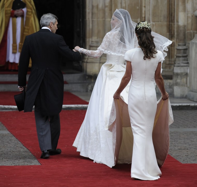 Kate, Pippa and their dad, Michael Middleton, arrive at Westminster for the 2011 royal wedding.