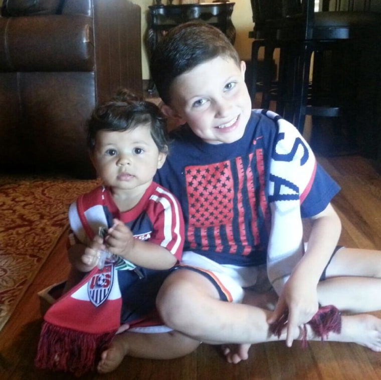 Sibling love for the red, white and blue.