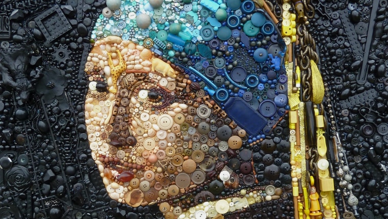 Image: Girl with a Pearl Earring made out of buttons