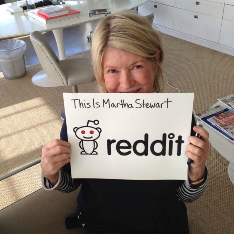 Martha Stewart touted her Ask Me Anything thread on her Facebook account.
