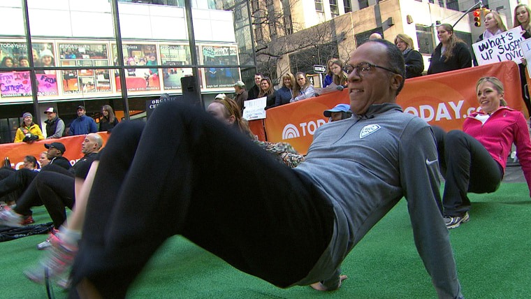 Lester Holt isn't shy when it comes to working out, and he made sure to join in on the plaza fun.