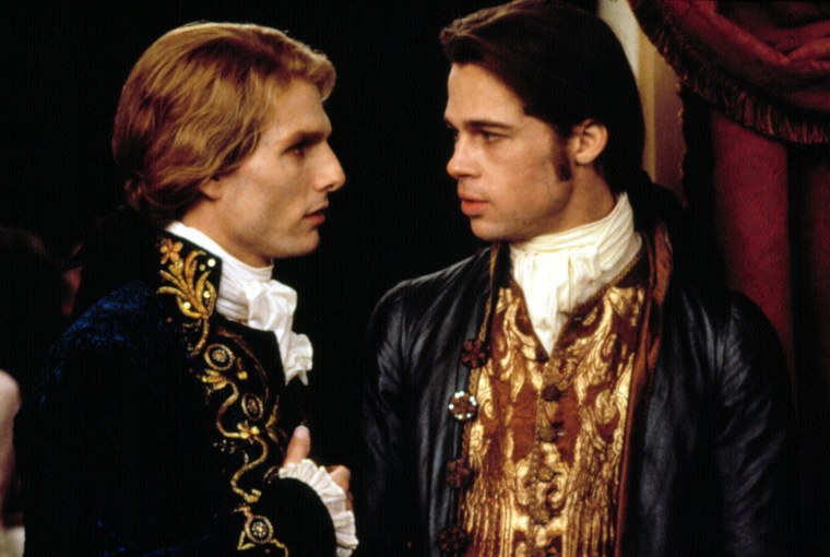 From left, Tom Cruise and Brad Pitt in \"Interview with the Vampire,\" 1994.