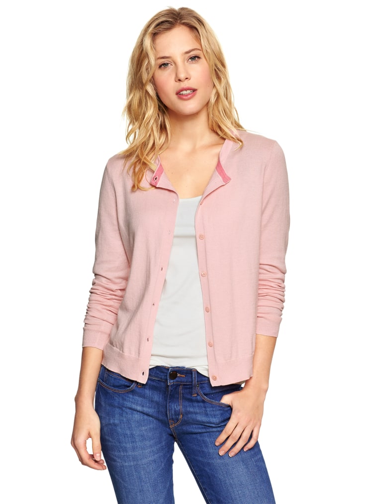 For another daughter, the Luxlight cardigan in pink cameo, $44.95, according to Gap.